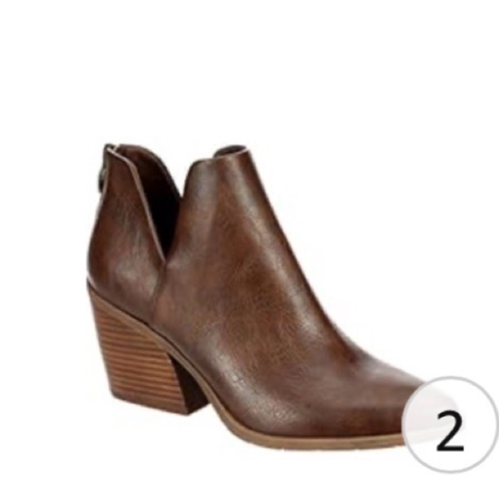 Michael Shannon Brown Cutout Western-Inspired Ankle Booties